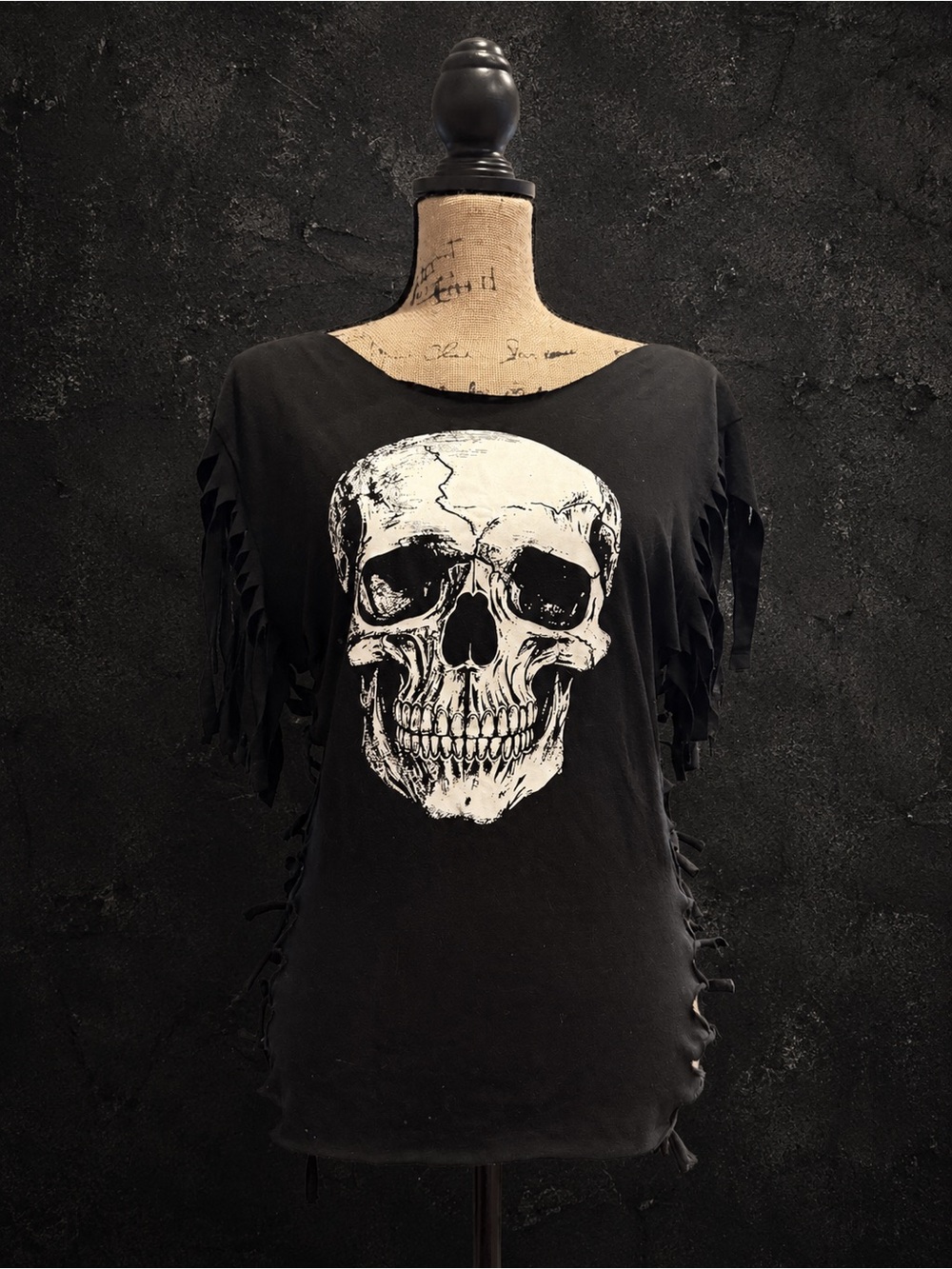 Black Skull Graphic Fringe Women’s Top